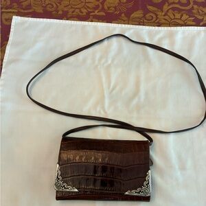 Brighton Brown and Silver Crossbody Bag with Structured Design